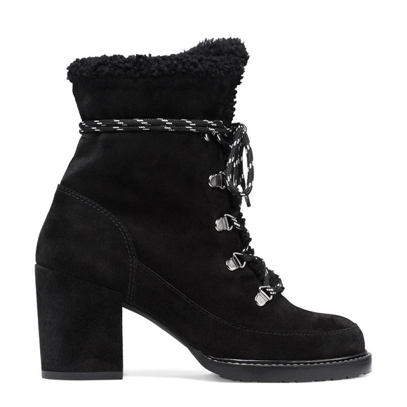 Stuart Weitzman Yukon Black Suede Shearling Boots